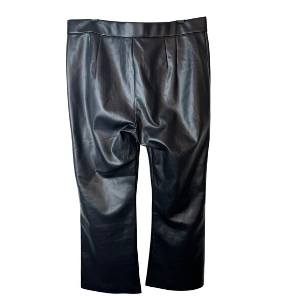 Zara Large Faux Leather Black Pants Wide Leg - Picture 9 of 16